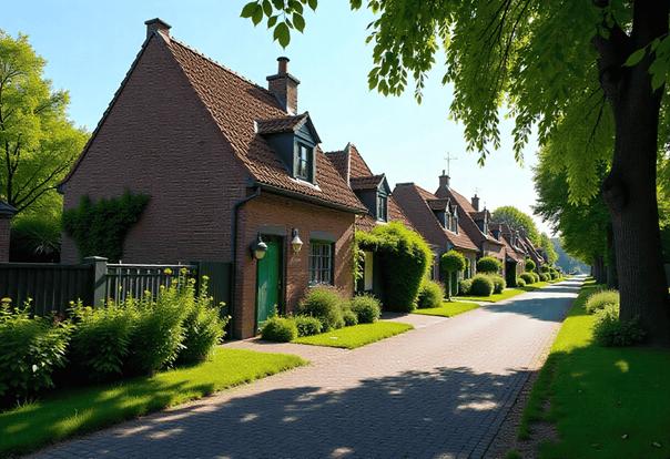 Afbeelding van Nederlandse huizen in een bouwstijl.