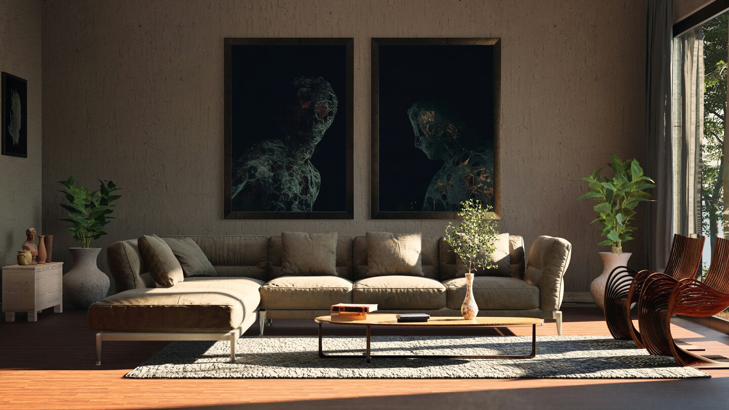 Schilderijen en andere luxe woonaccessoires in een exclusieve kamer